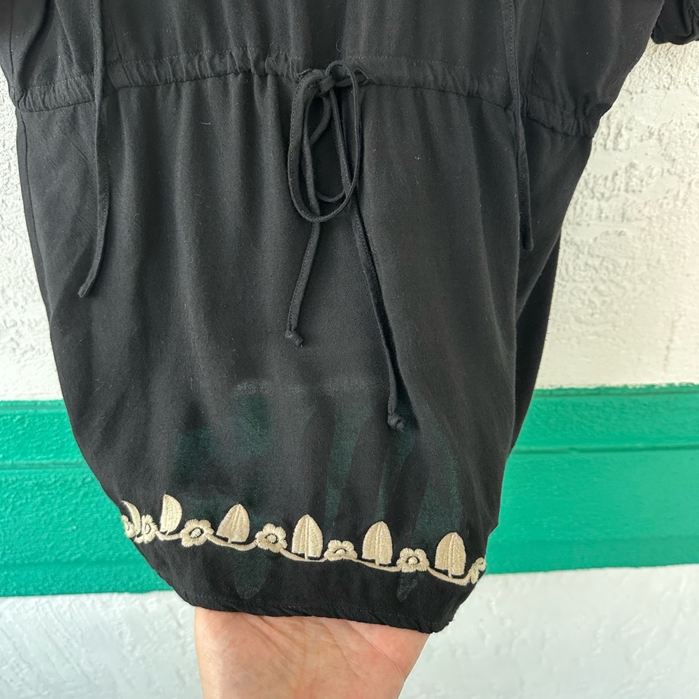 Metropark Embroidered Floral Bird Mini Black Cream Large Dress or Tunic Top - Picture 4 of 12